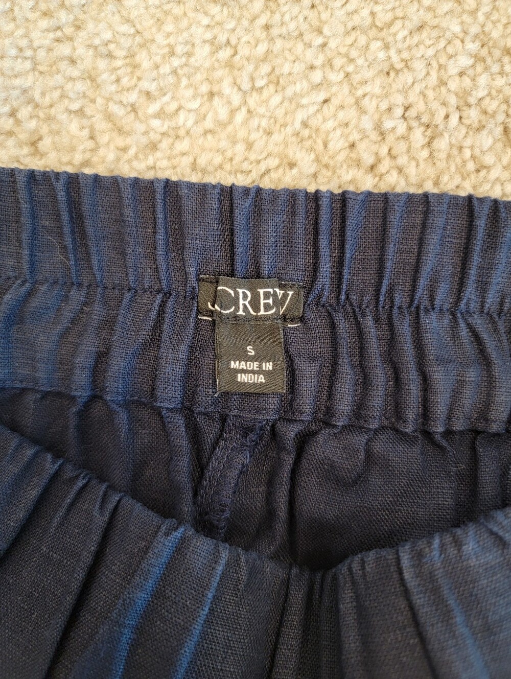 J.Crew Tropez Short 100% Linen Smocked Pull On Shorts Navy Blue Womens S - Picture 3 of 7